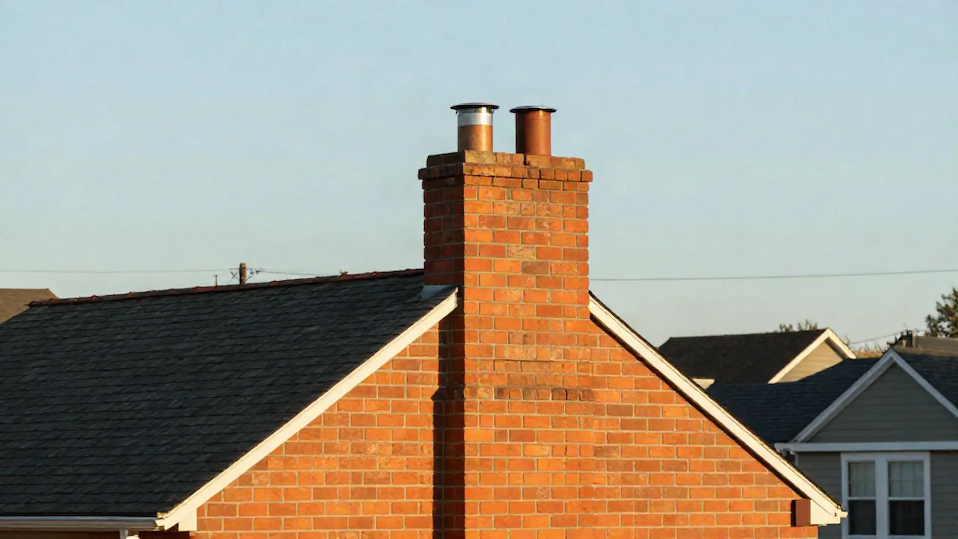 Brick chimney on a home served by Duck Lake Chimney Care in Philadelphia, PA